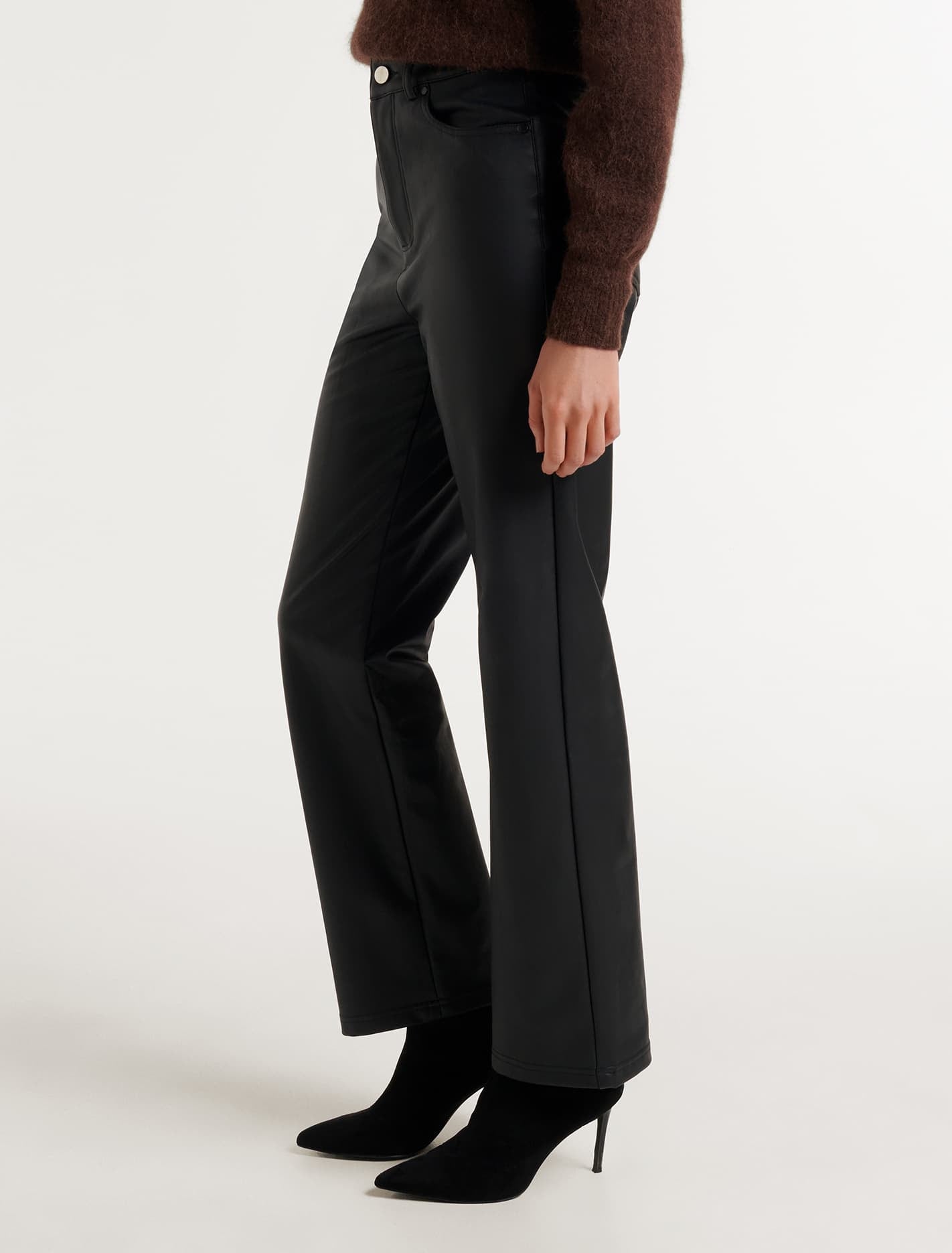Jaclyn Vegan Leather Straight Leg Pant Black
