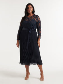 Camilla Curve 2 in 1 Embroidered Dress Navy