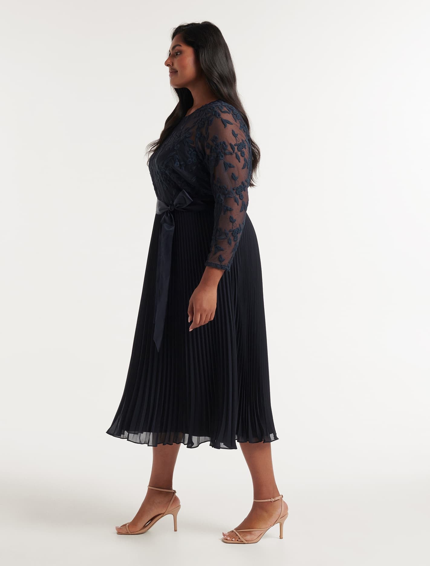 Camilla Curve 2 in 1 Embroidered Dress Navy