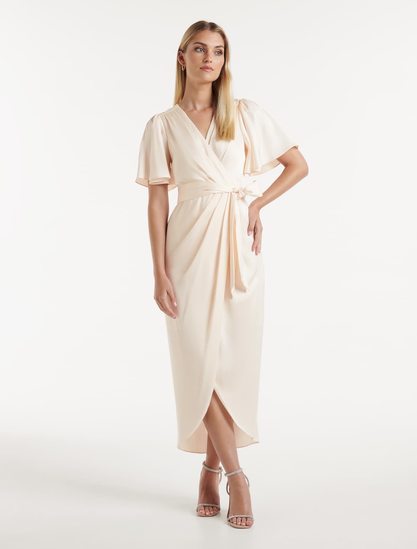 Carolina Satin Midi Dress Ivory