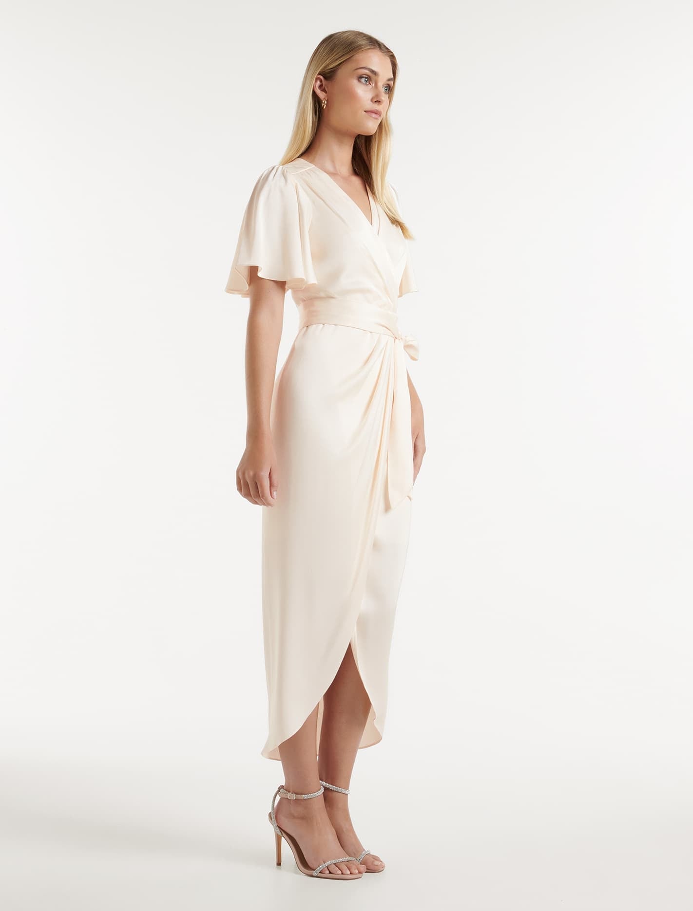 Carolina Satin Midi Dress Ivory