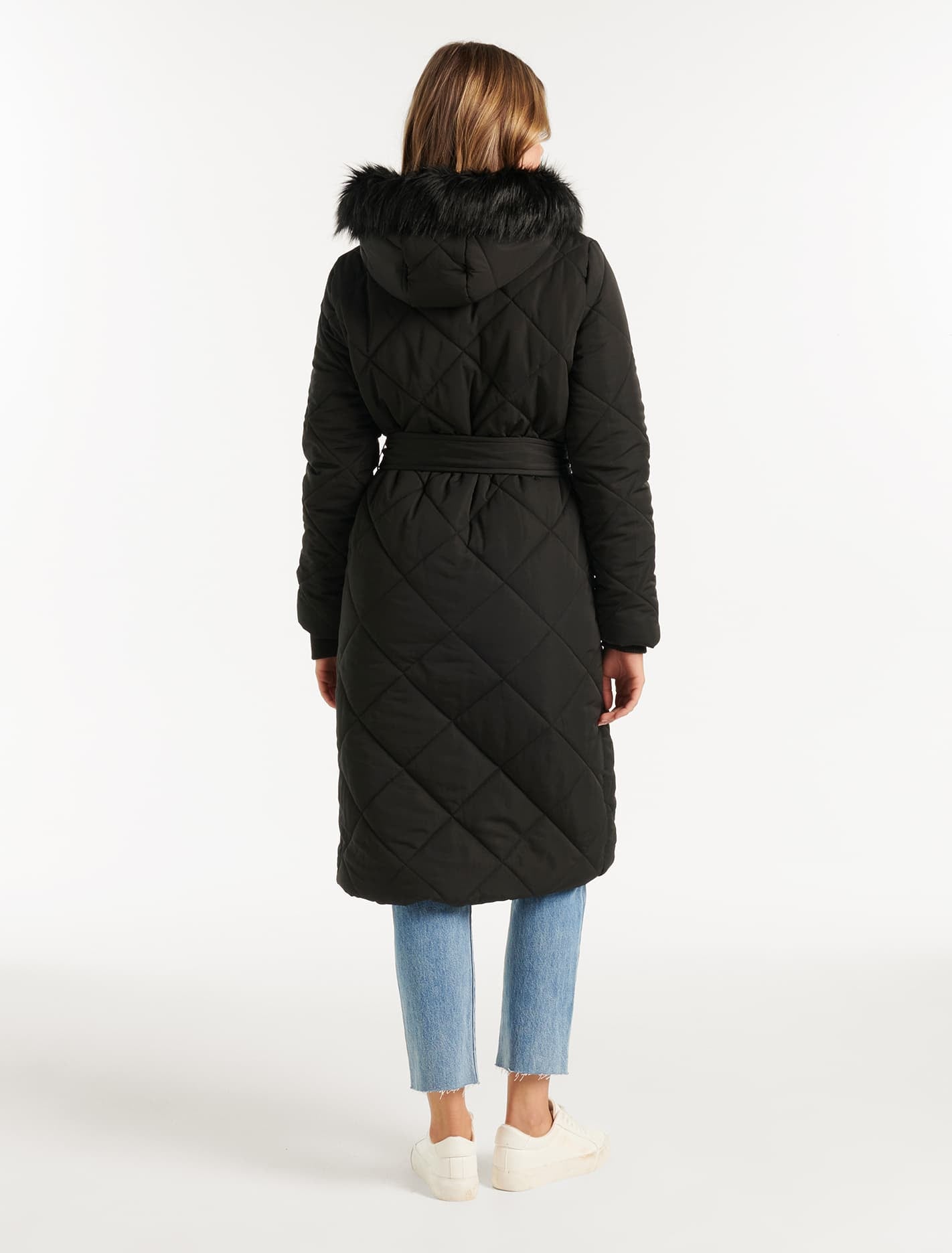 Tessa Quilted Longline Puffer Black