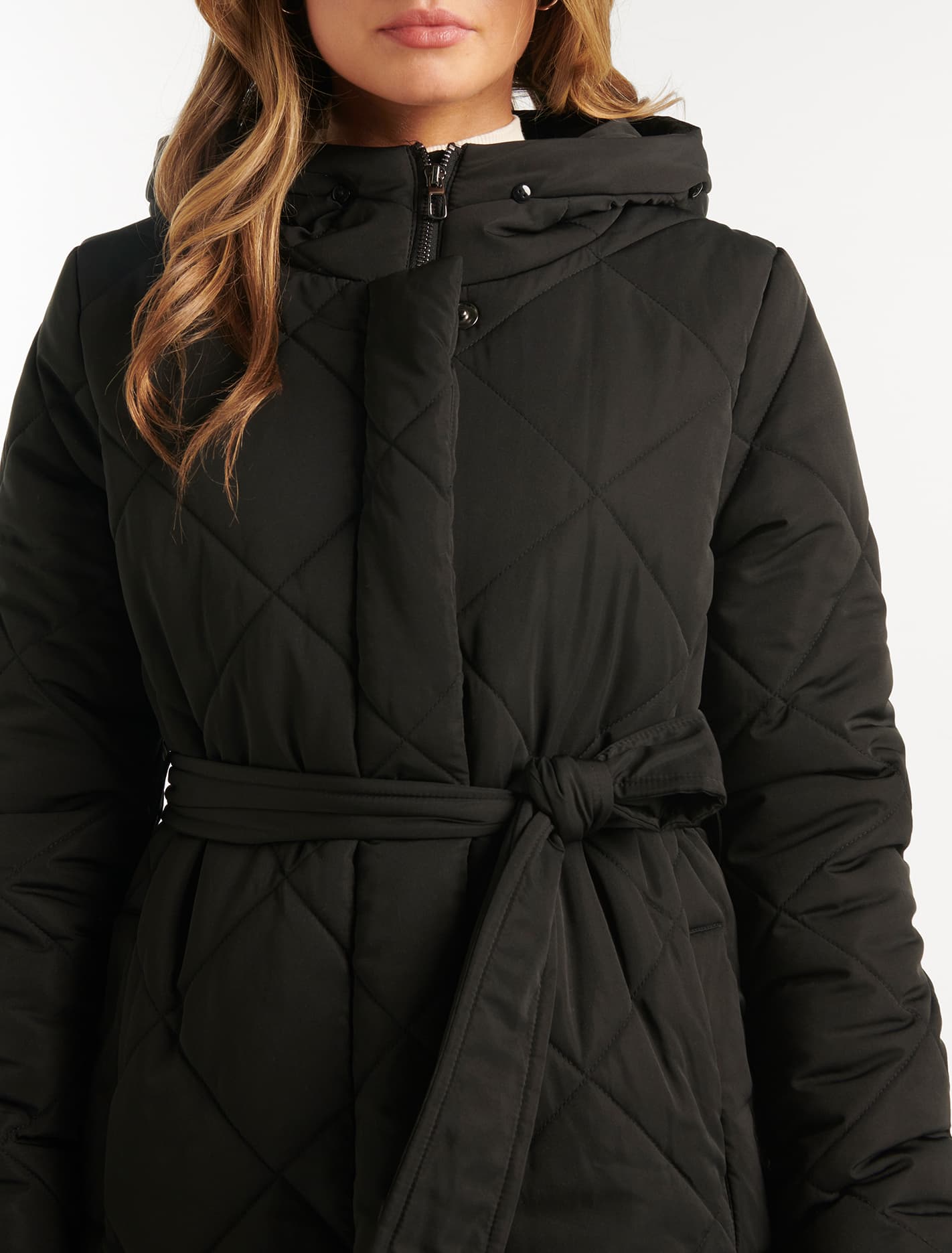 Tessa Quilted Longline Puffer Black