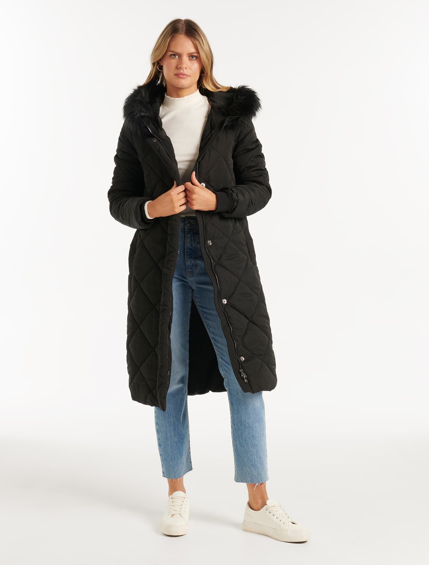 Tessa Quilted Longline Puffer Black