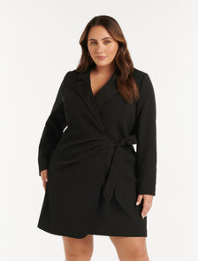 Kate Curve Wrap Blazer Dress Black