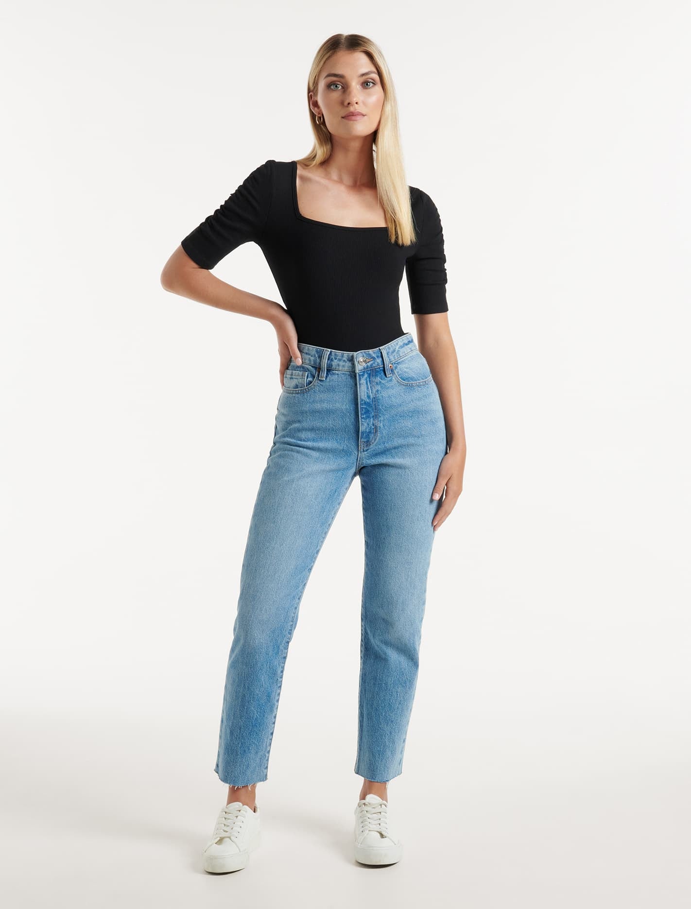 Tobi Square Neck Top Black