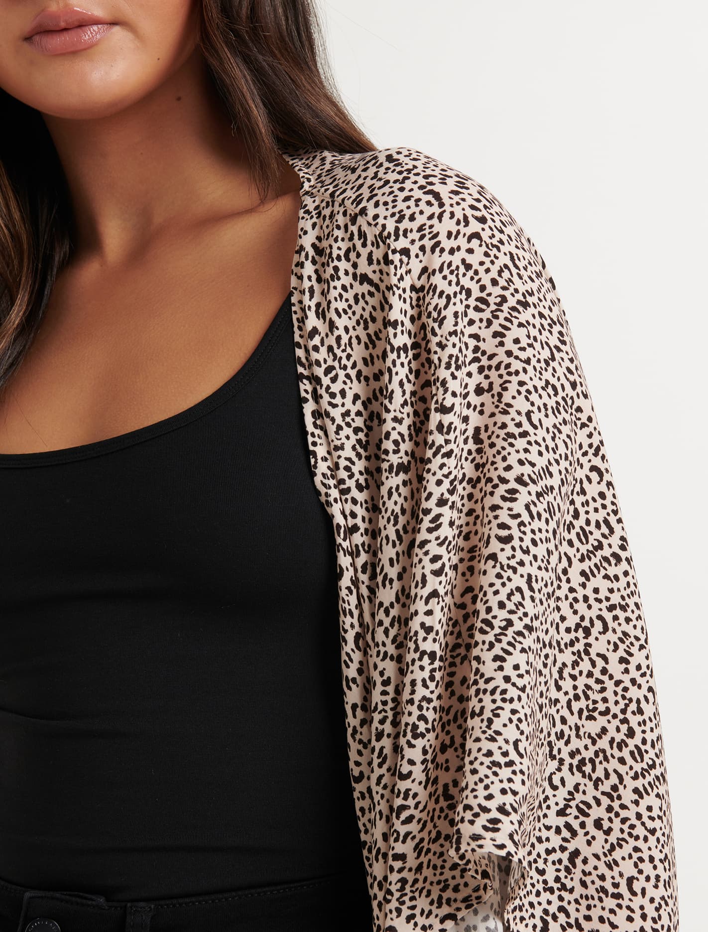 Dani Short Print Kimono Leopard Print