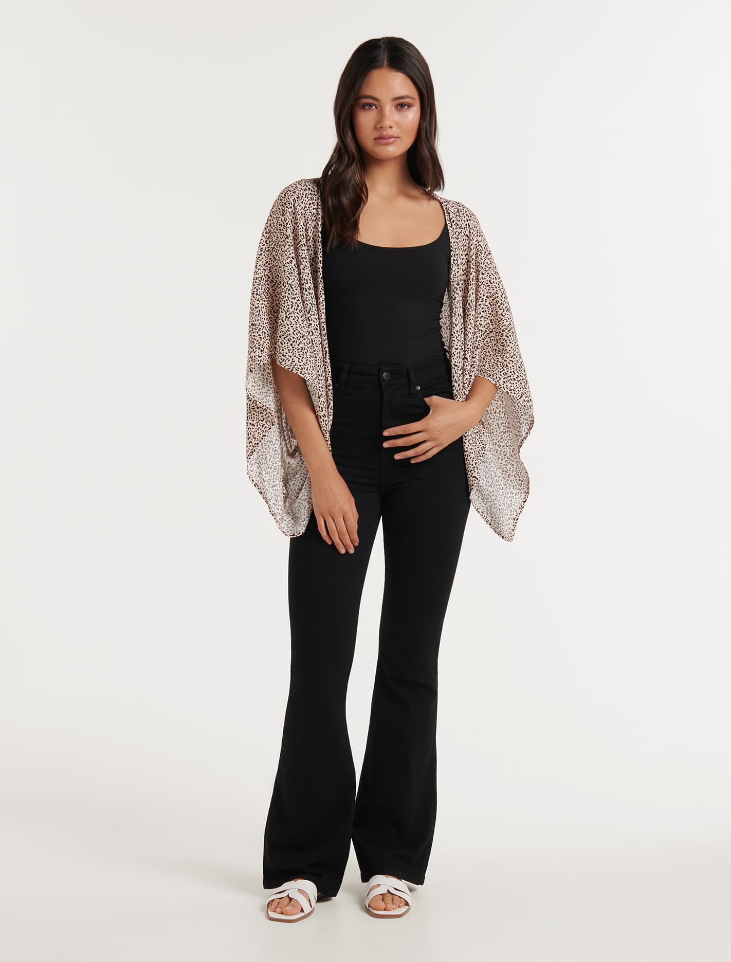 Dani Short Print Kimono Leopard Print