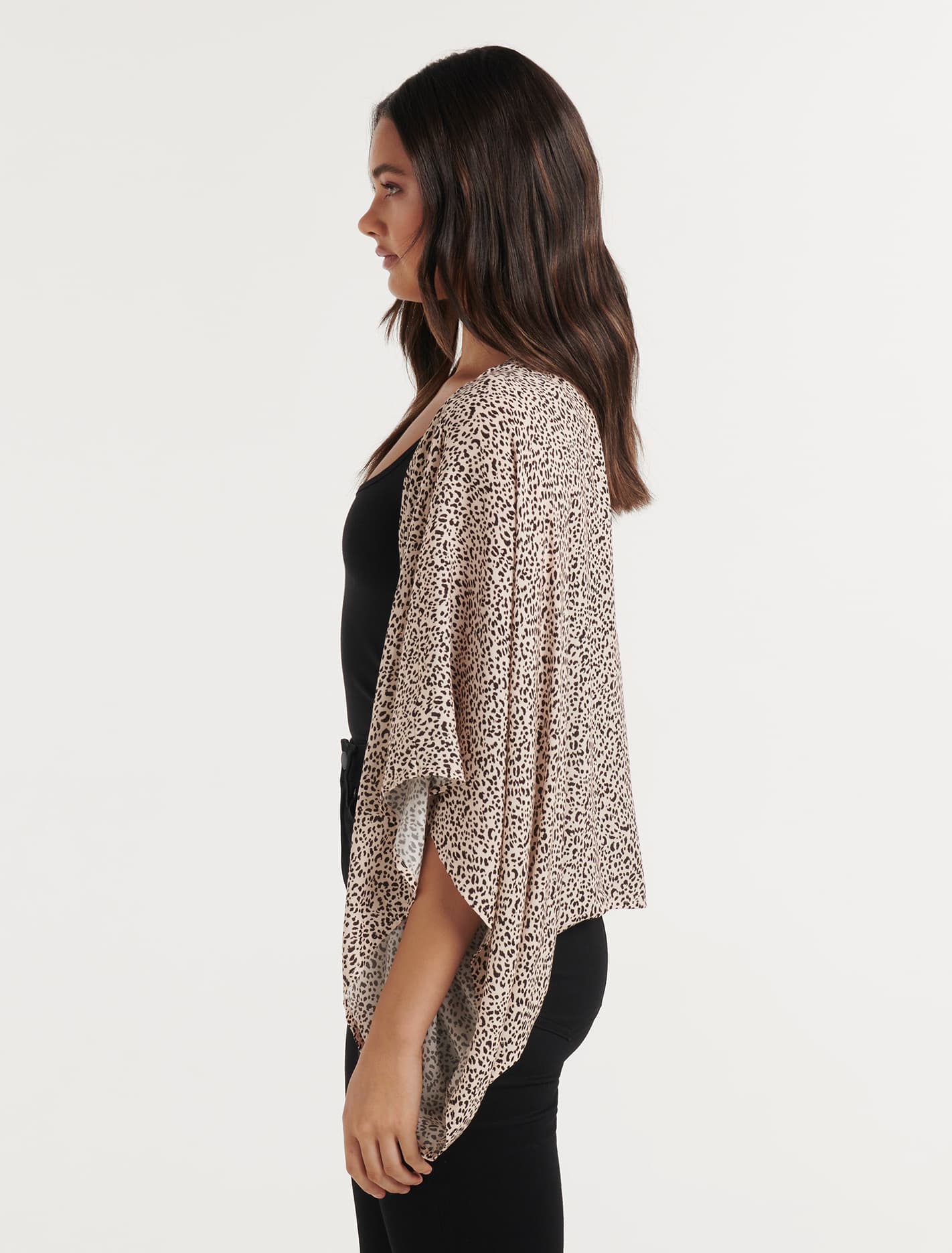 Dani Short Print Kimono Leopard Print