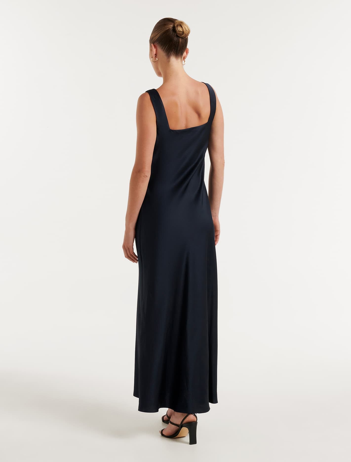 Winnie Square Neck Ruched Midi Dress Navy