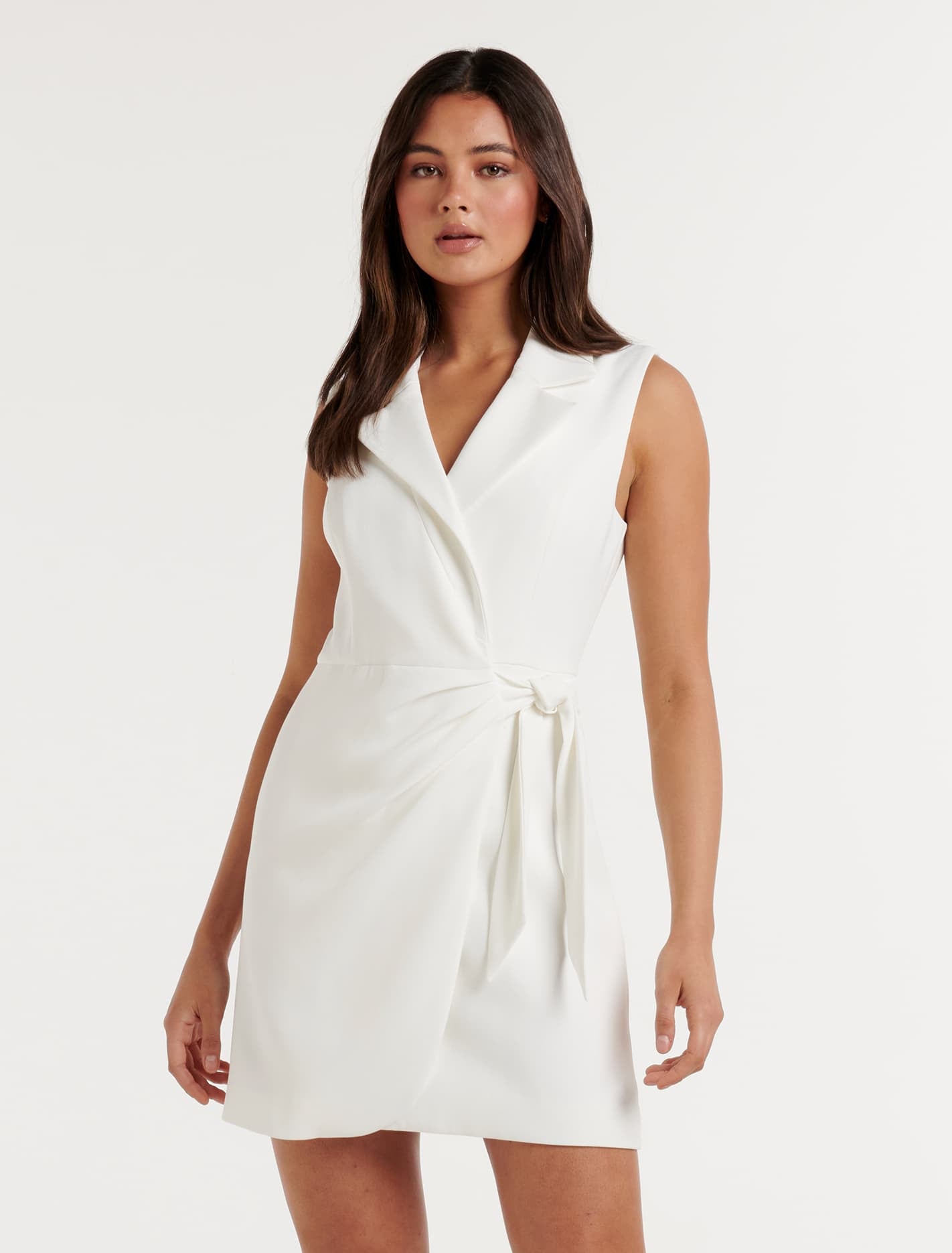 Aizelle Sleeveless Wrap Blazer Dress Porcelain