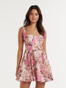 Lennox Corset Prom Mini Dress Lucia Floral