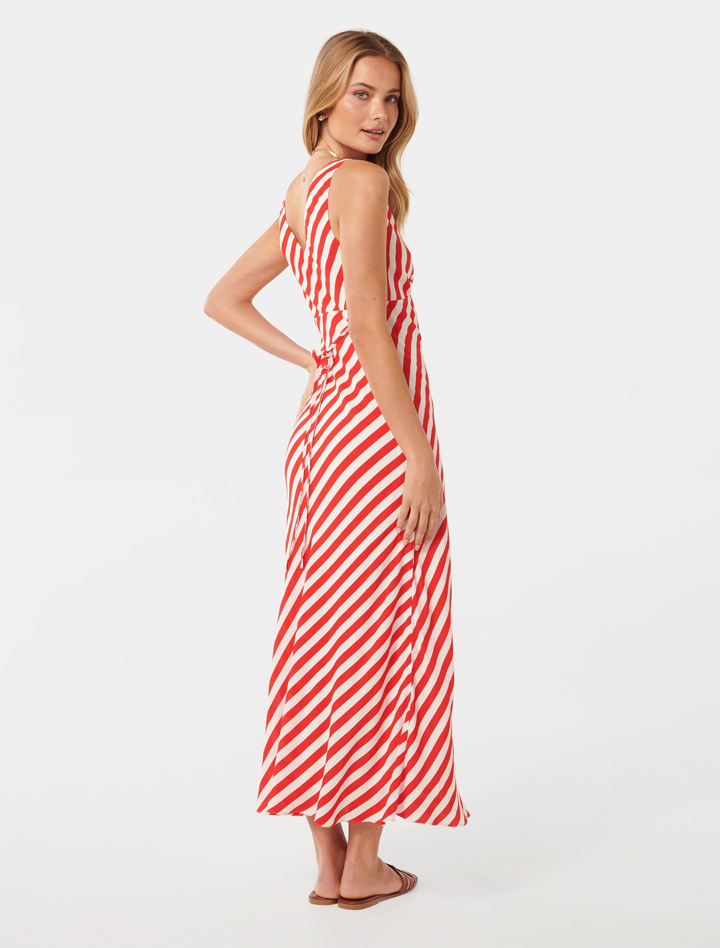 Lorna Sleeveless Casa Midi Red Walker Stripe
