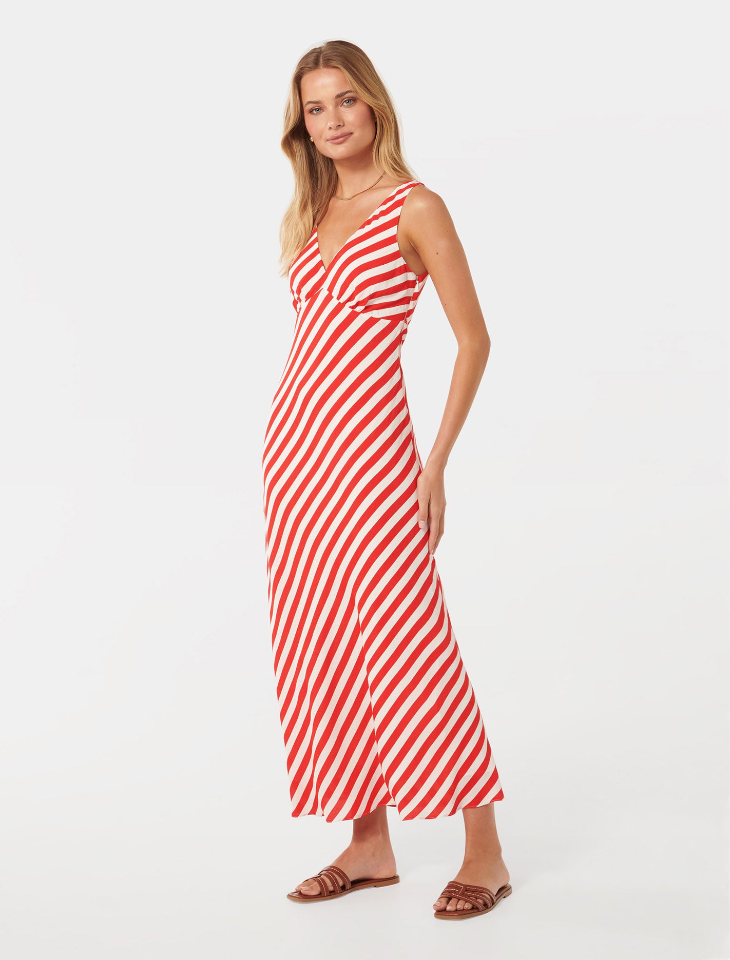 Lorna Sleeveless Casa Midi Red Walker Stripe