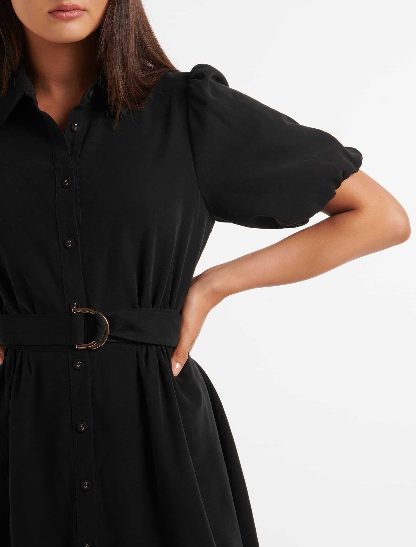 Tamara Belted Waist Mini Dress Black