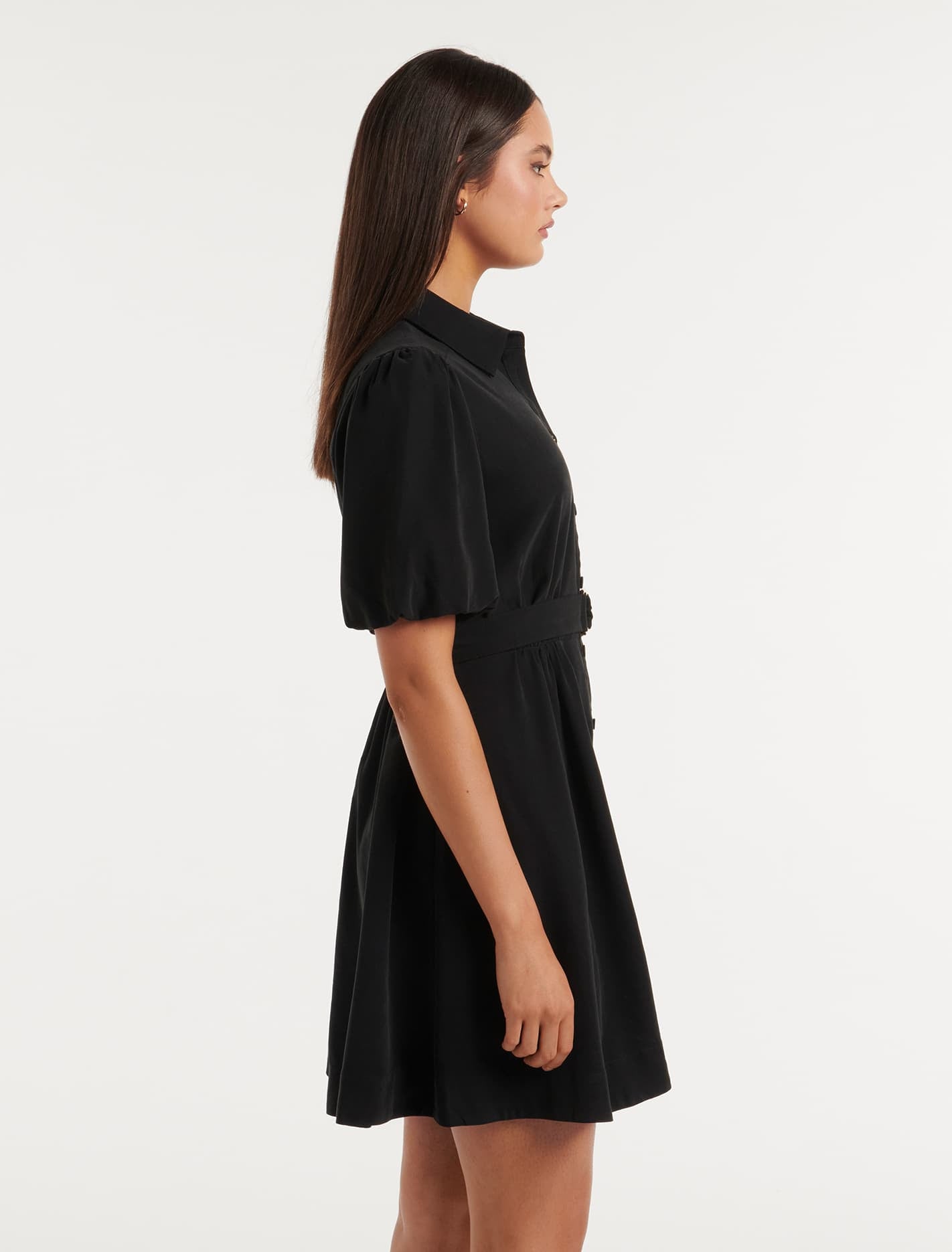 Tamara Belted Waist Mini Dress Black