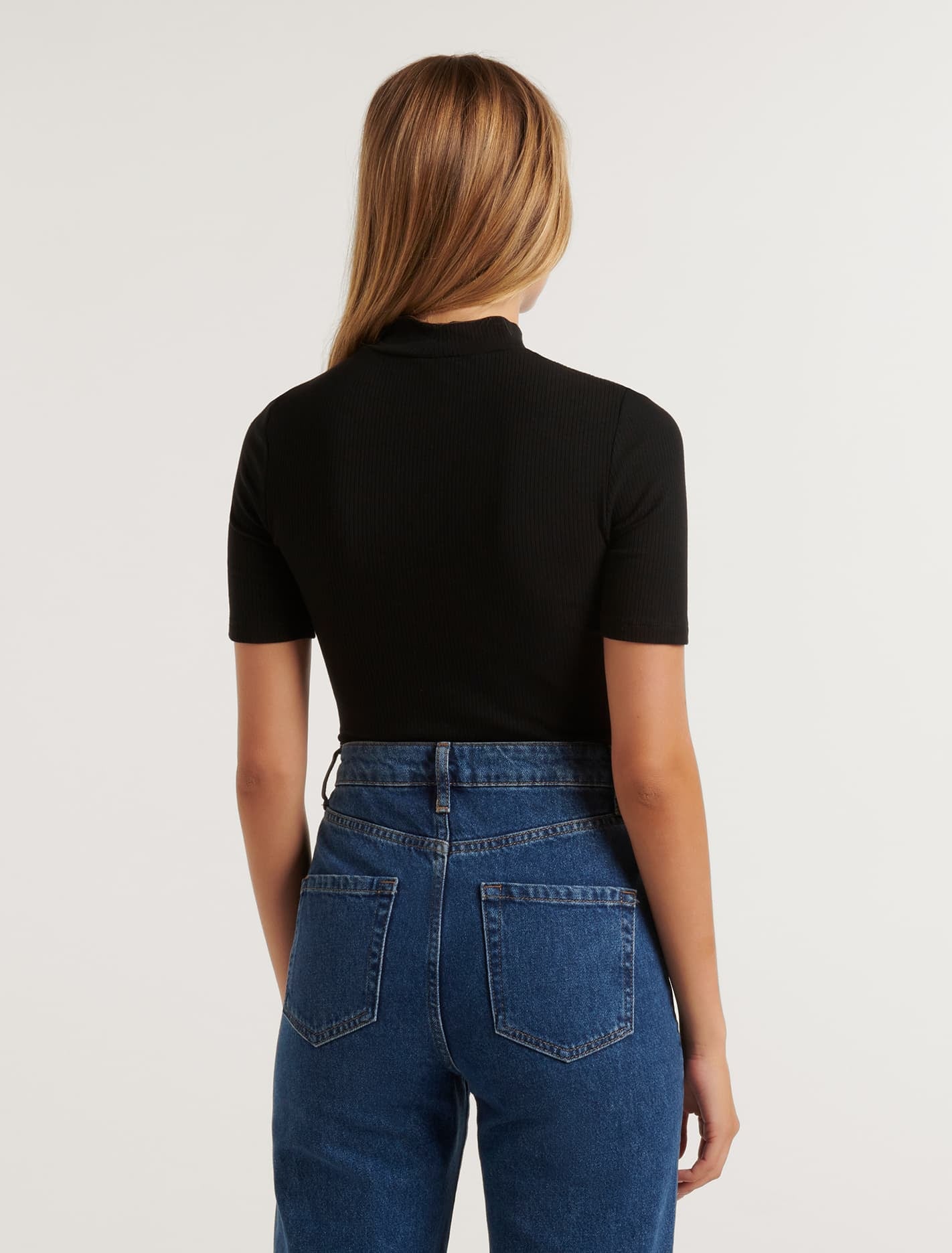 Jessa Mockneck Half Sleeve Tee Black