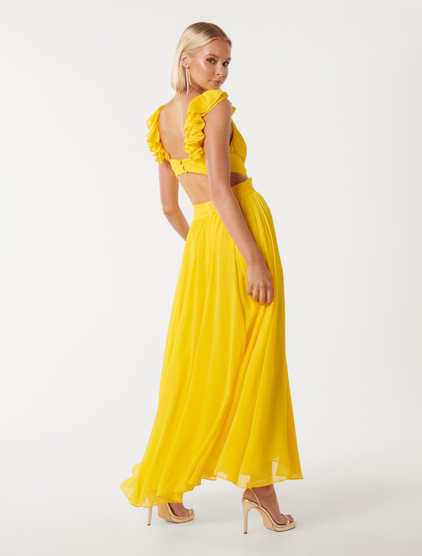 Selena Ruffle Shoulder Maxi Daffodil