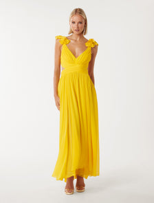 Selena Ruffle Shoulder Maxi Daffodil