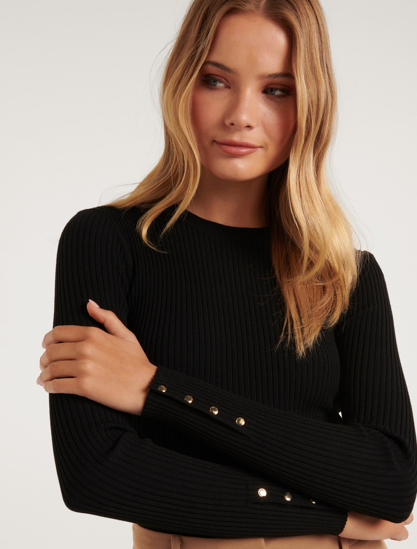 Sienna Layering Rib Knit Top Black