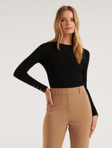 Sienna Layering Rib Knit Top Black