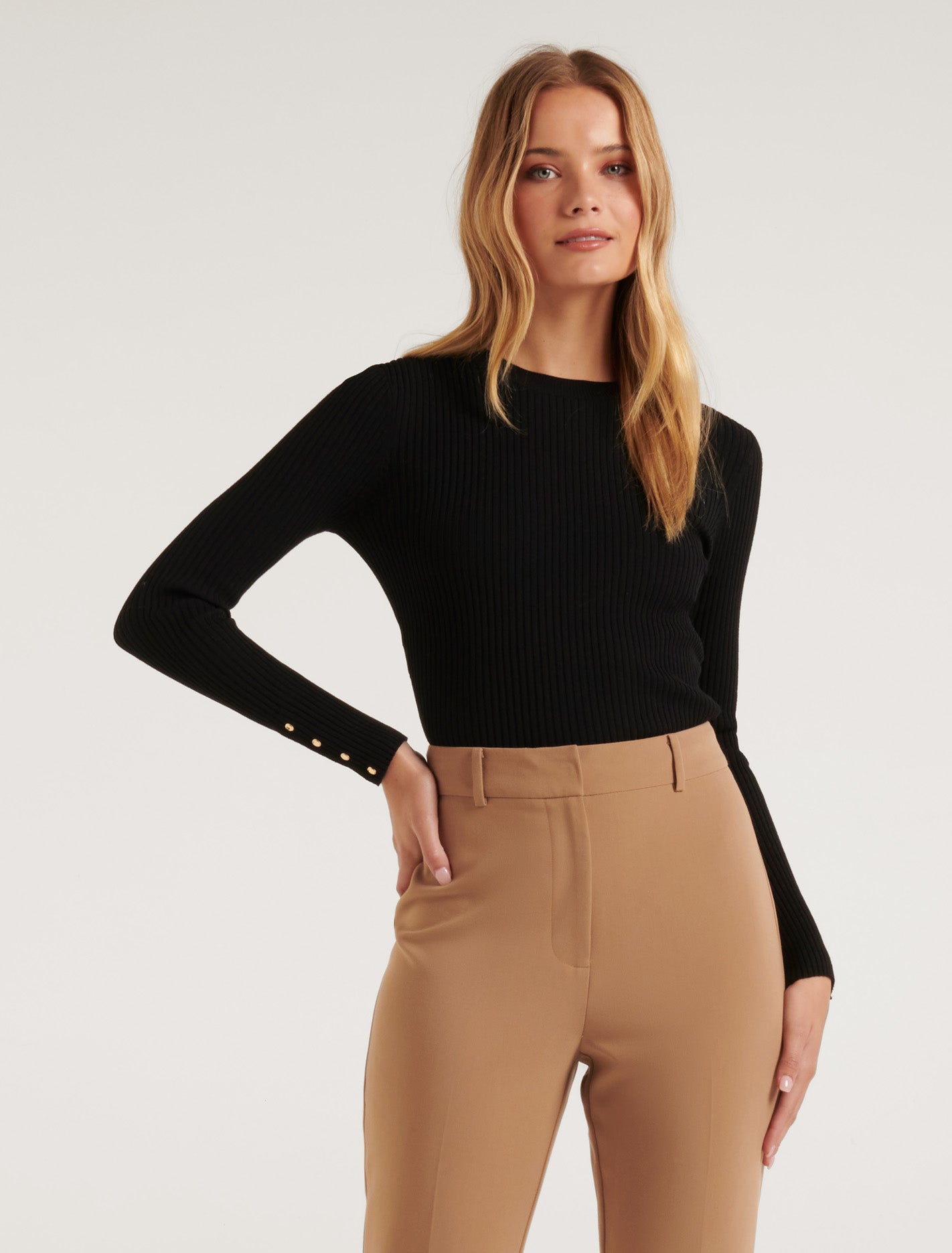 Sienna Layering Rib Knit Top Black