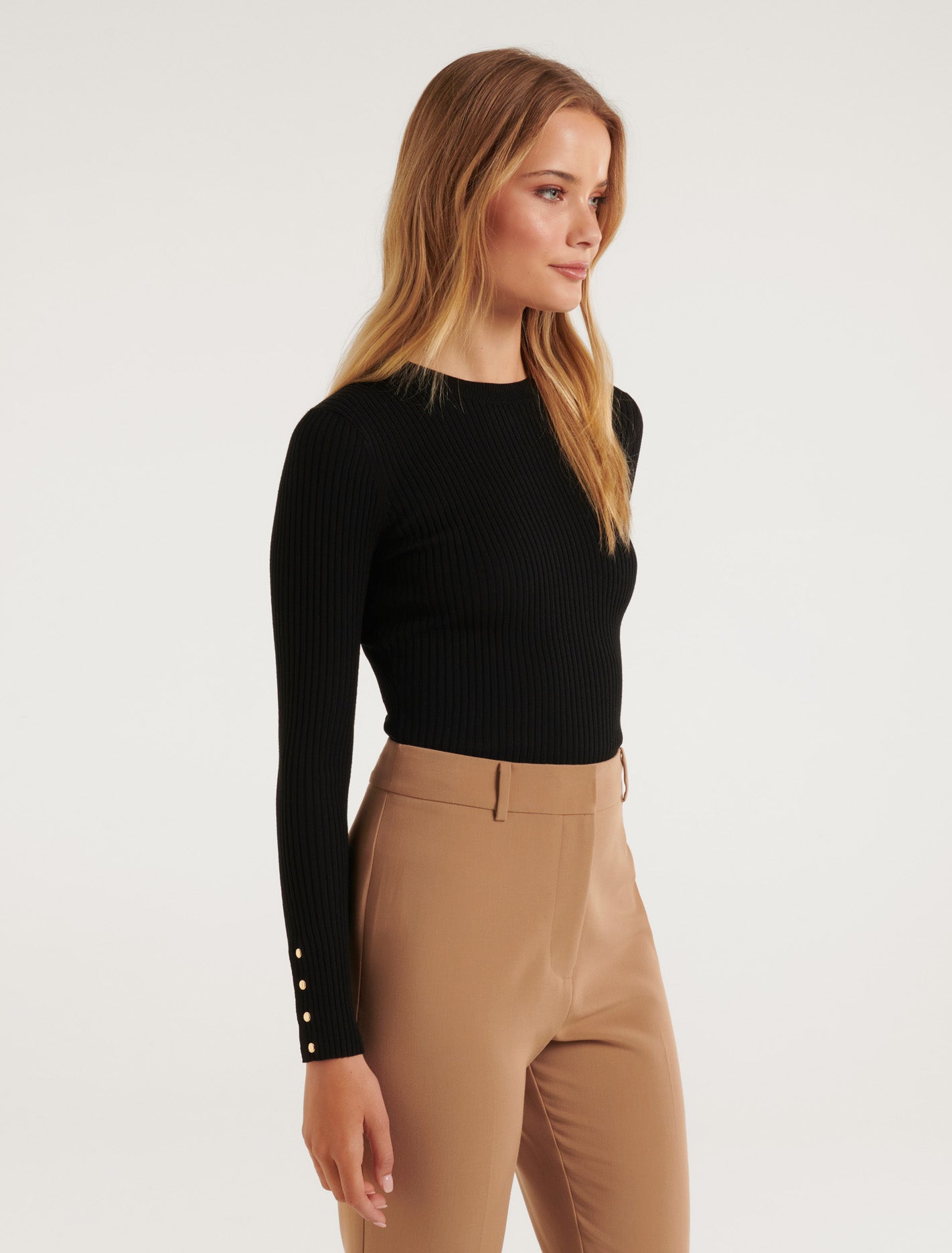 Sienna Layering Rib Knit Top Black