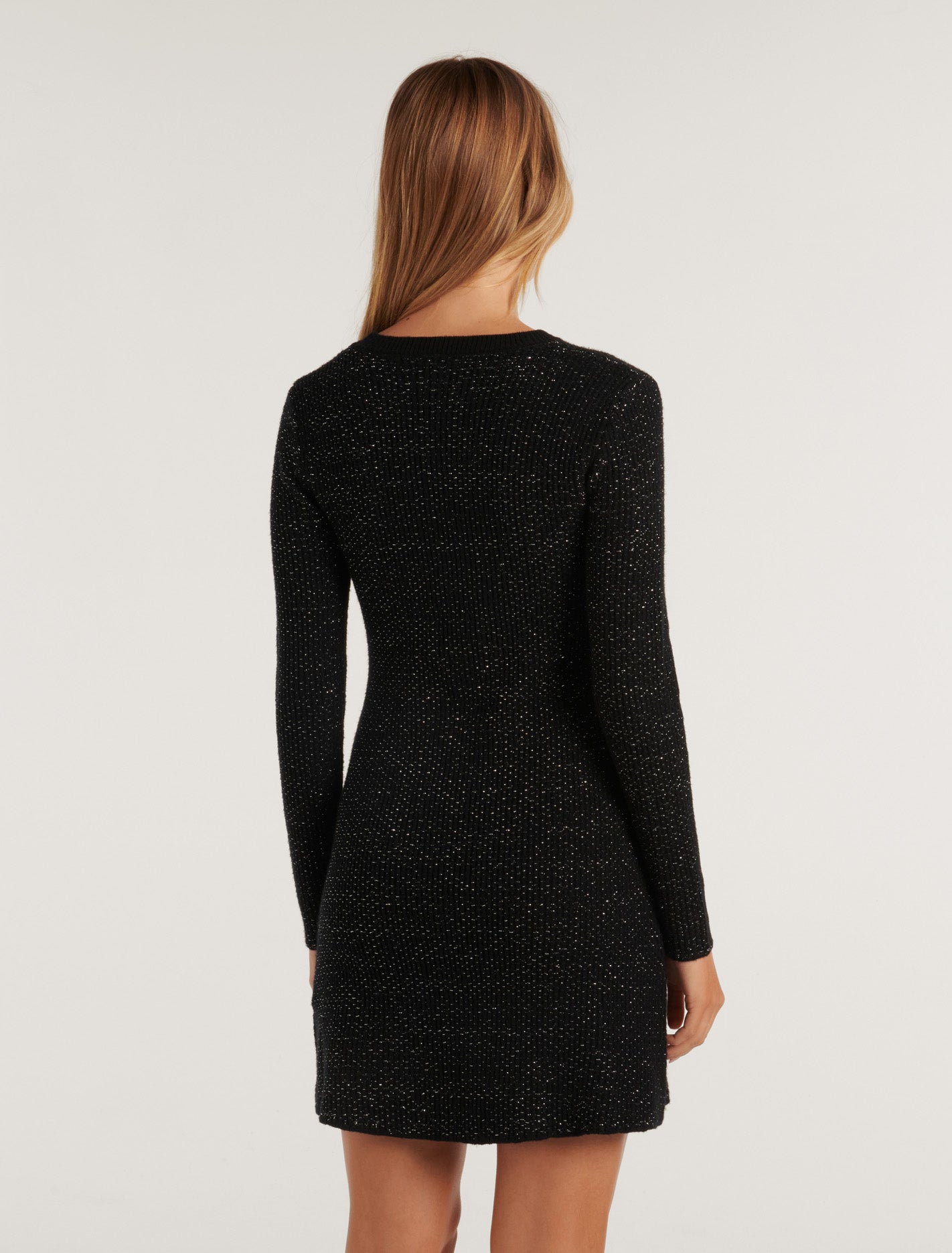 Nel Textured Mini Knit Dress Black/Metallic