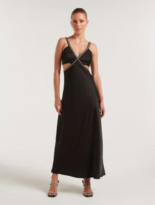 Anika Petite Satin Trim Maxi Black