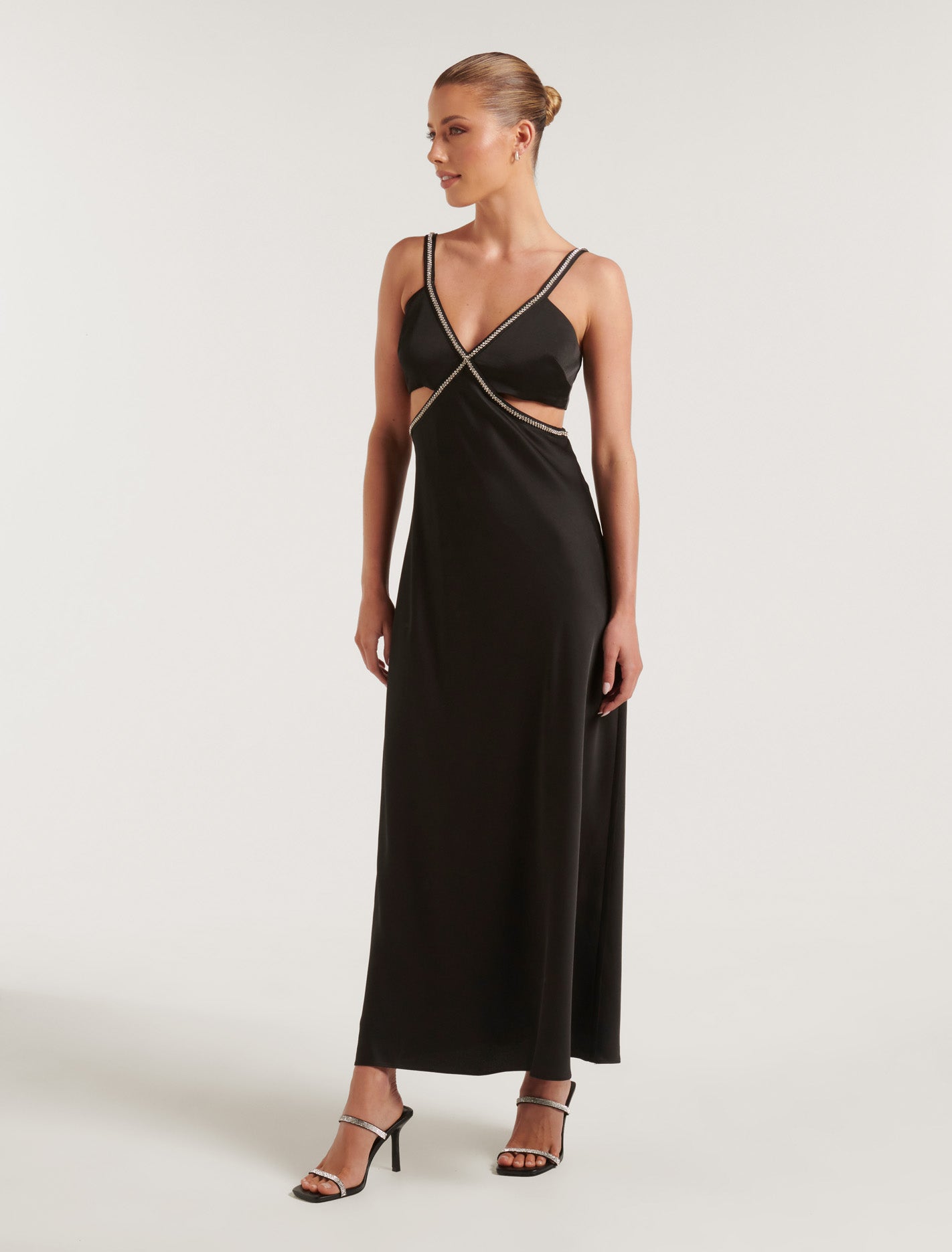 Anika Petite Satin Trim Maxi Black