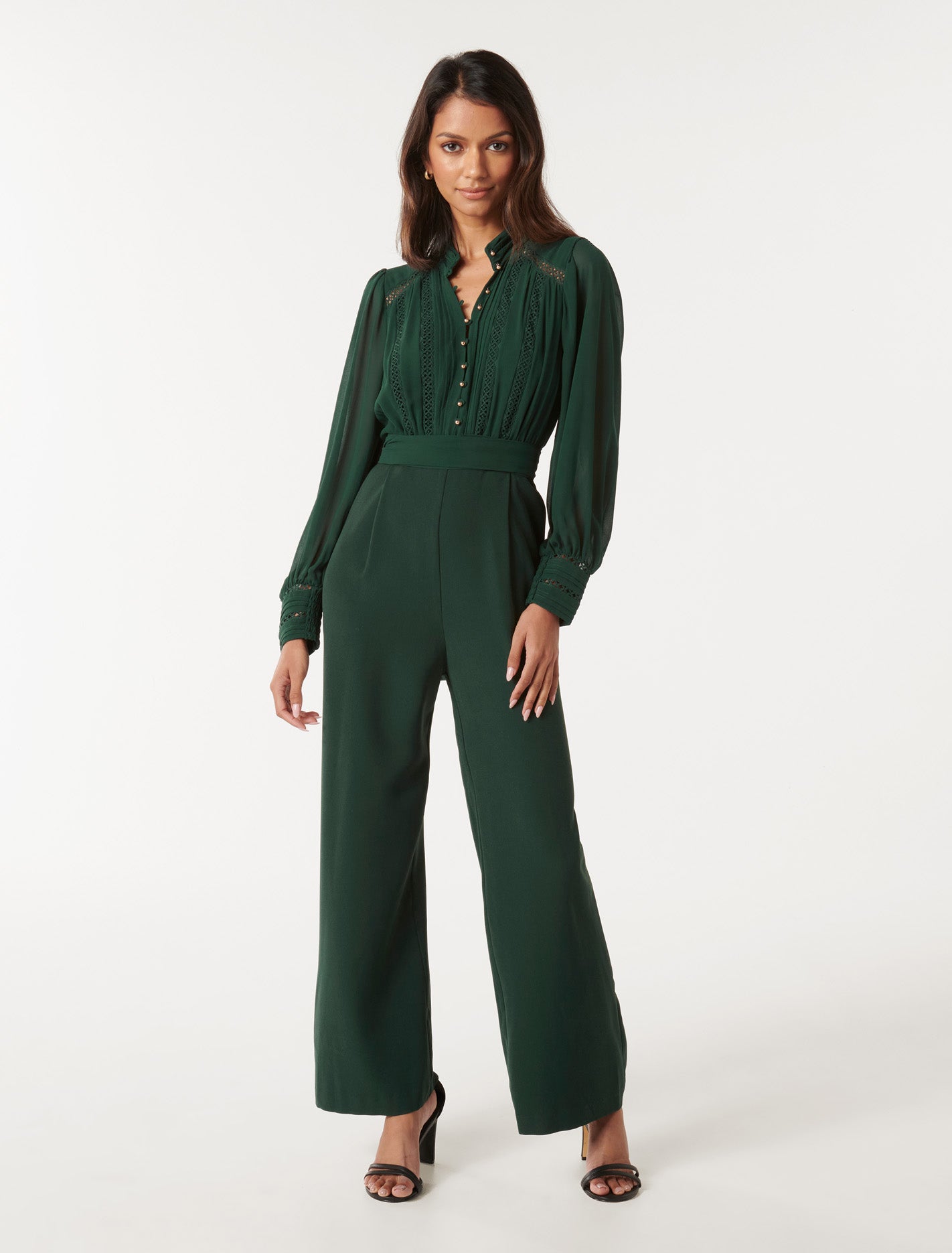 Juliette Petite Trim Detail Jumpsuit Dark Green