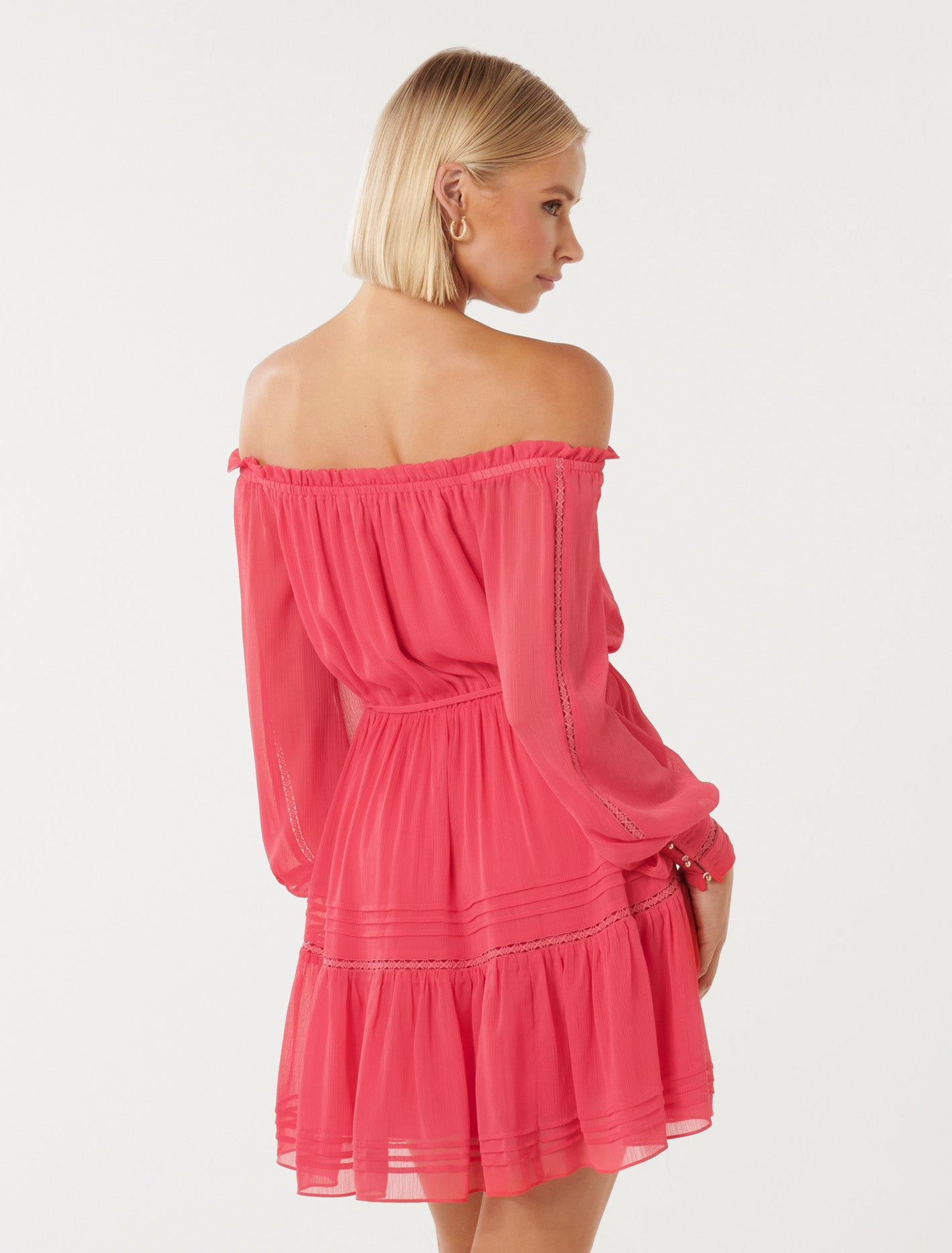 Gisele Off-Shoulder Mini Dress Cherry Pink