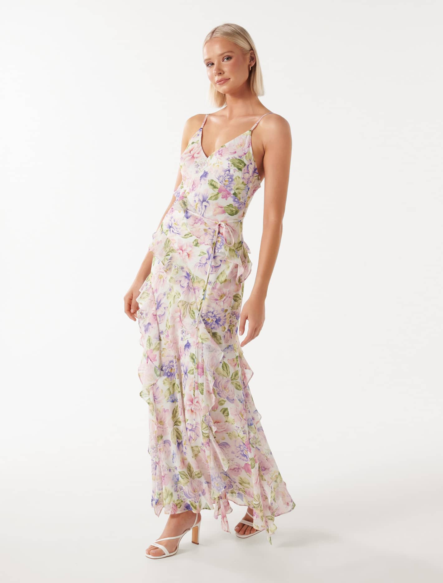Poppy Ruffle Gown Lilac Colvin Floral