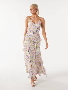 Poppy Ruffle Gown Lilac Colvin Floral