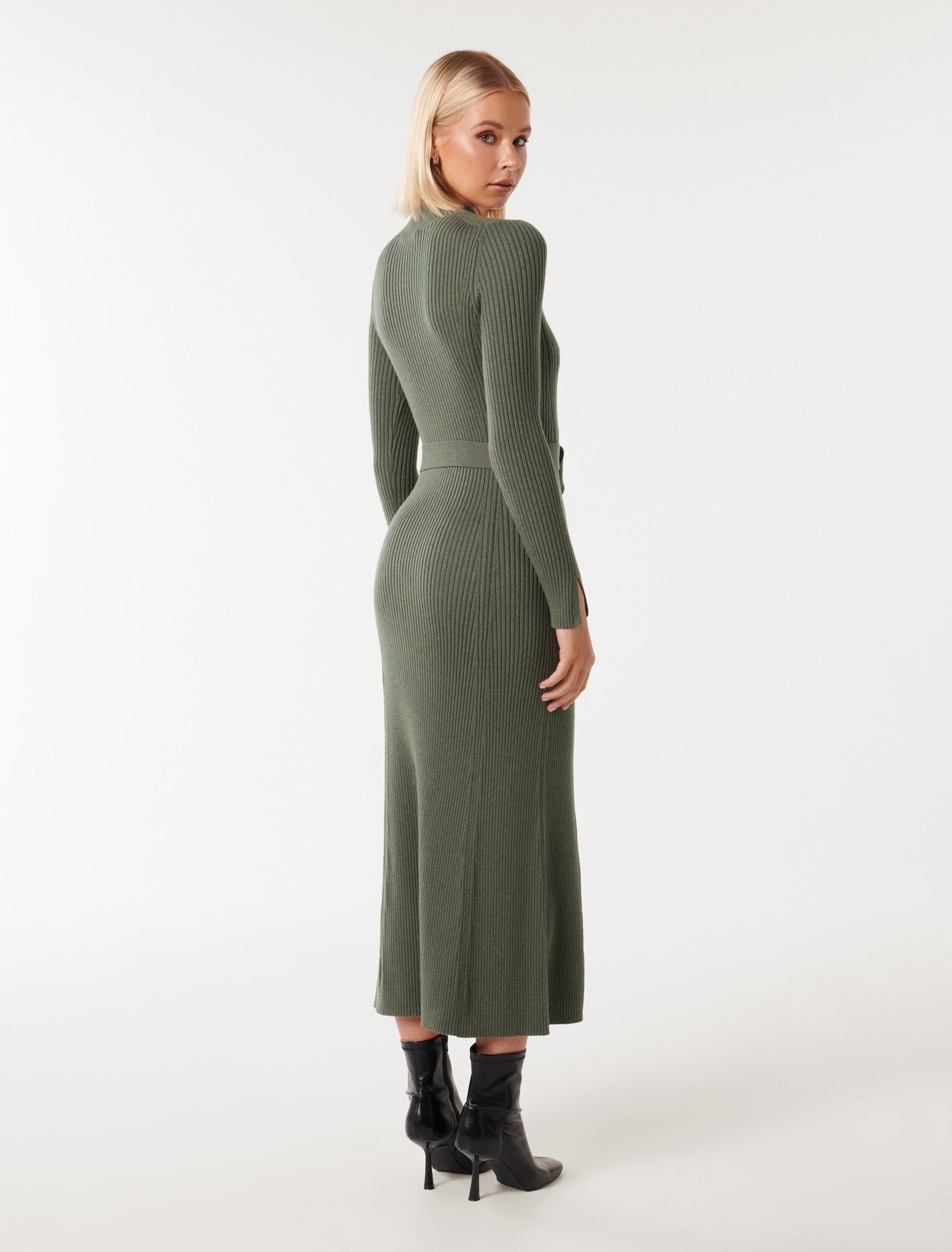 Ayla Fit and Flare Midi Dress Pine