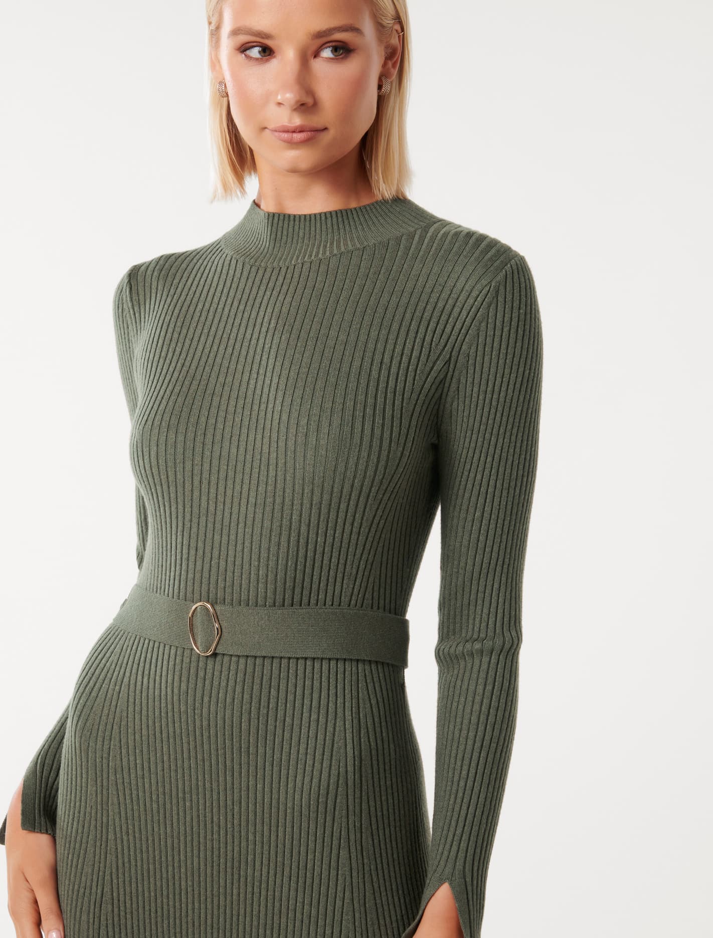 Ayla Fit and Flare Midi Dress Pine