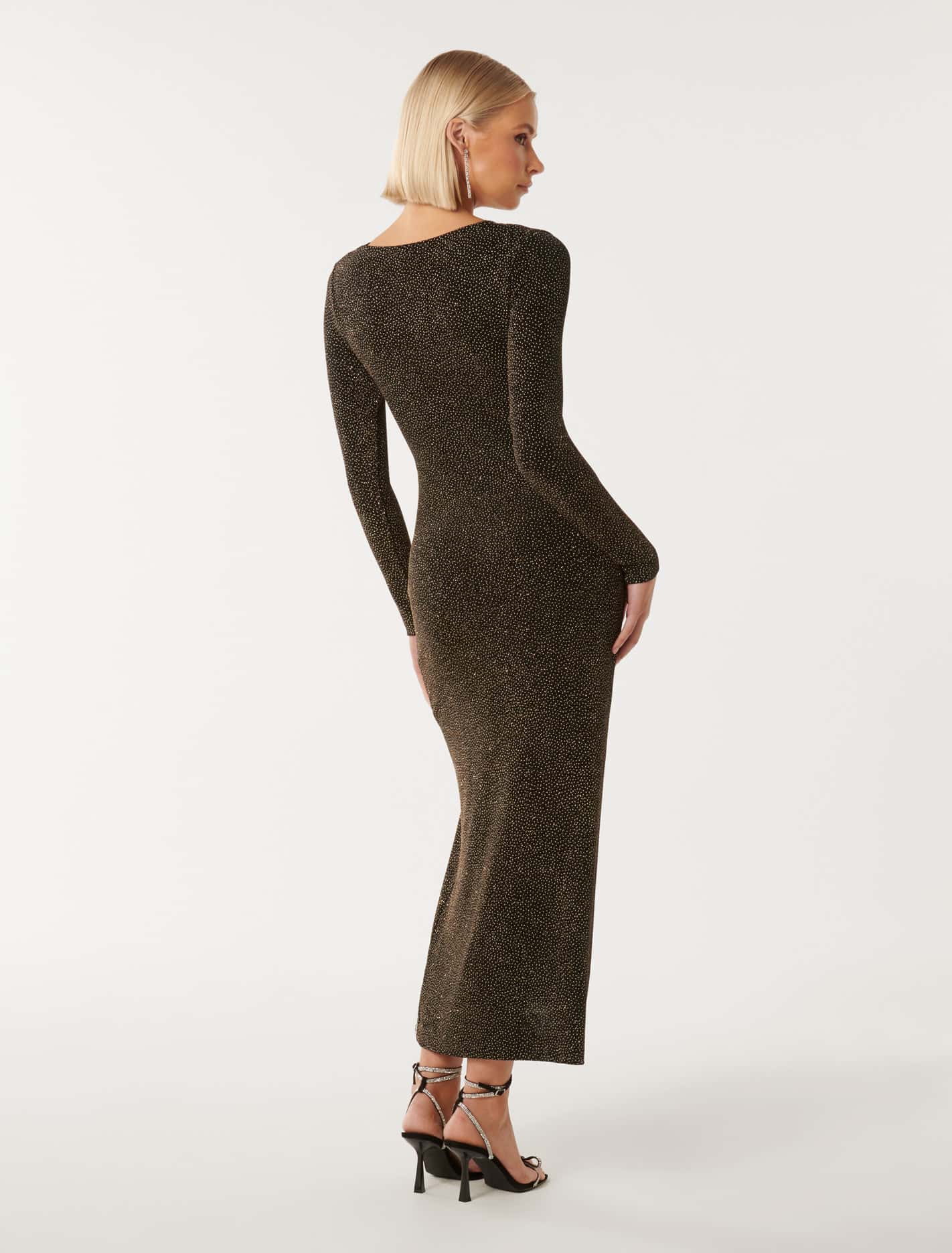 Reva Cowl Neck Glitter Midi Gold Glitter