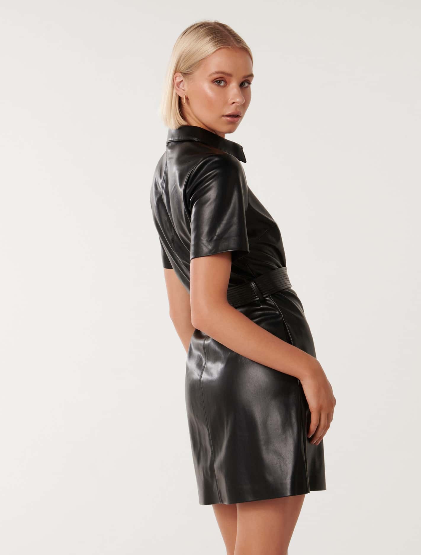 Layla Vegan Leather Mini Dress Black
