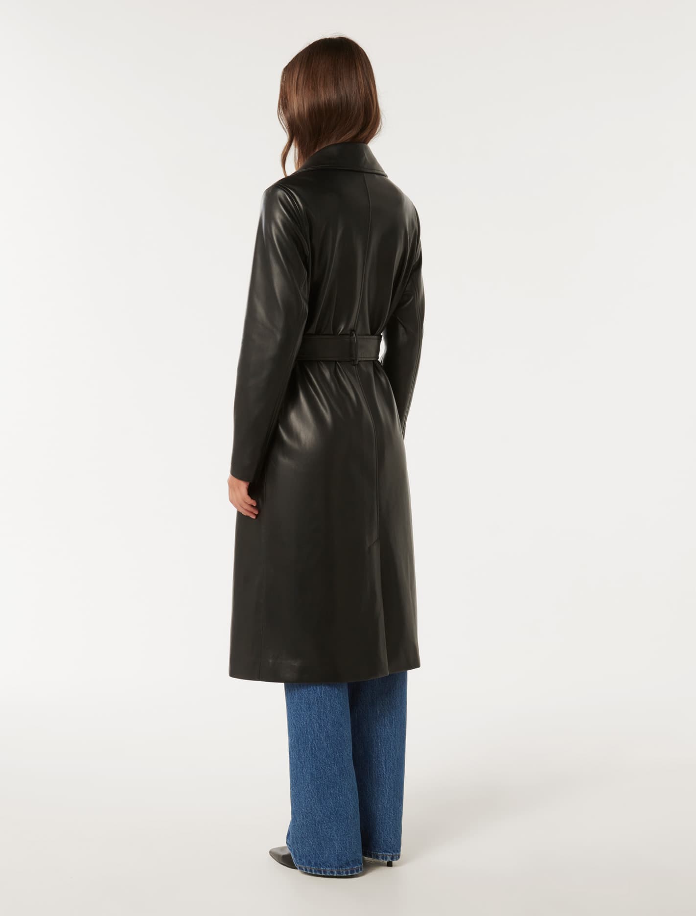 Ronnie Vegan Leather Trench Coat Black