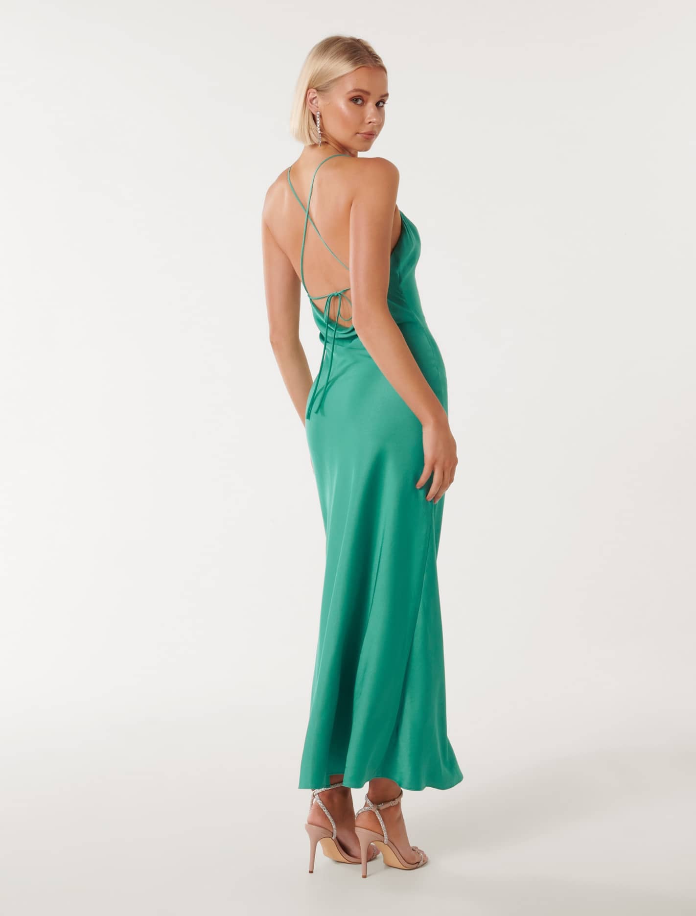 Ruby Tie Back Satin Maxi Dress Barrier Reef