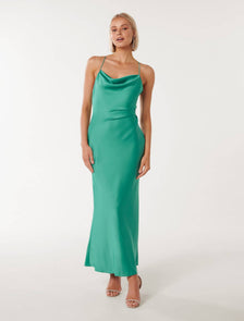 Ruby Tie Back Satin Maxi Dress Barrier Reef