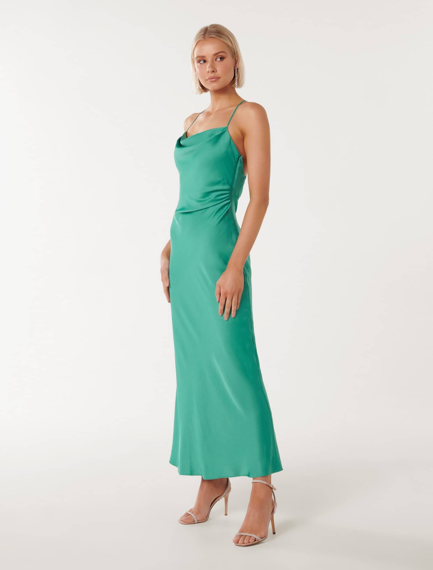 Ruby Tie Back Satin Maxi Dress Barrier Reef