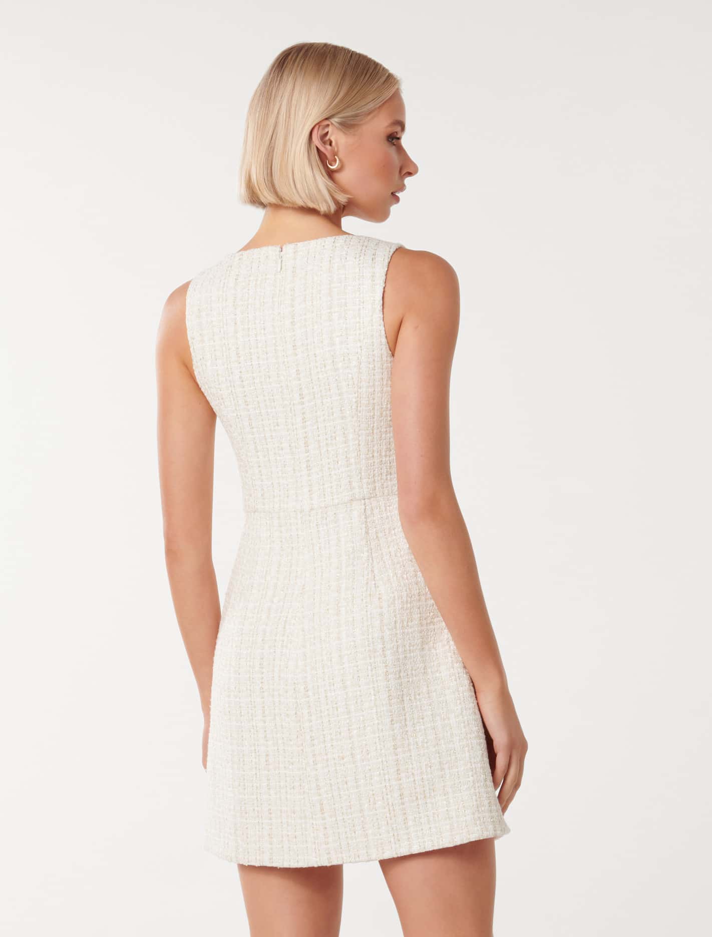 Angie Round Neck Boucle Dress CREAM BOUCLE