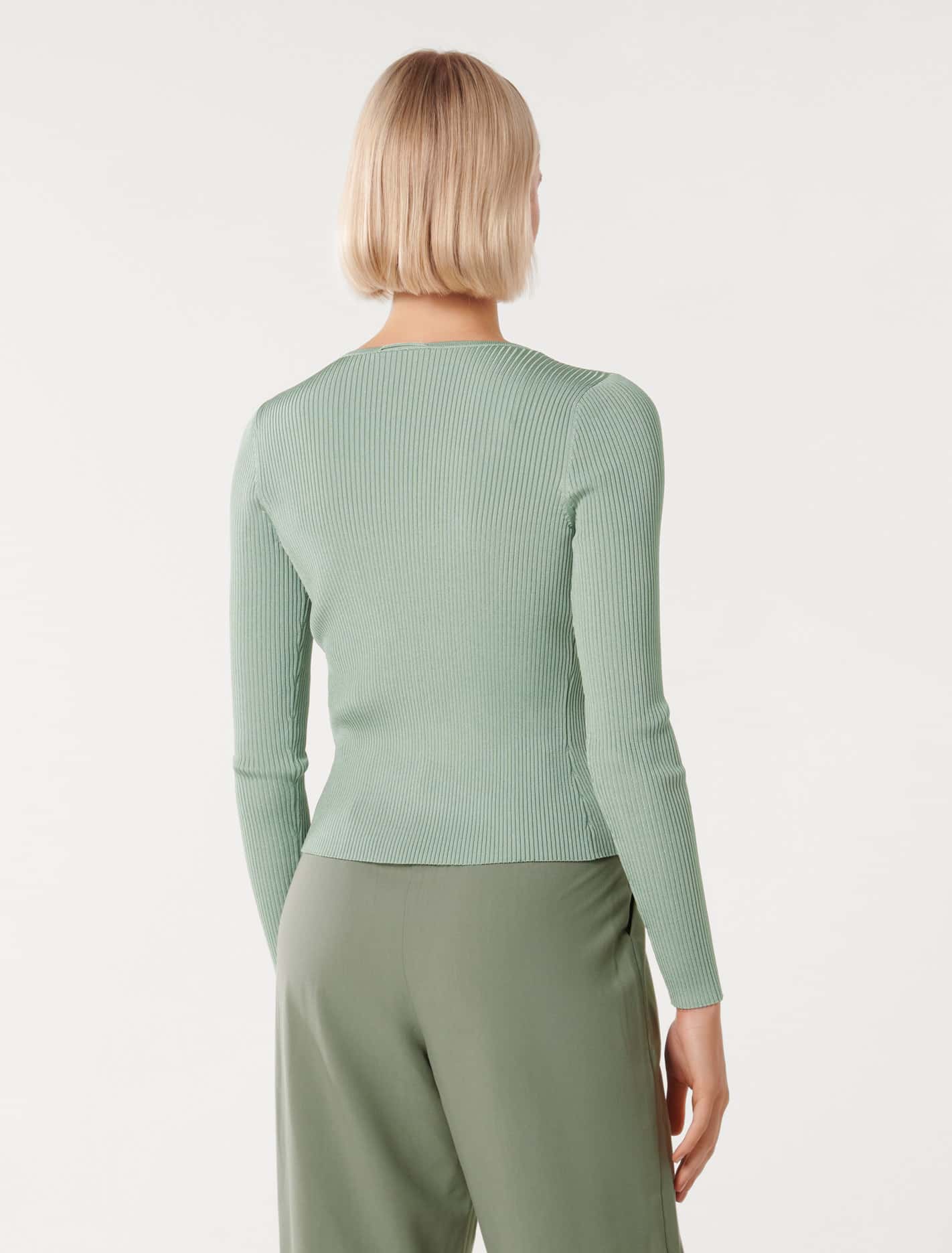Cassie Tie-Front Knit Cardigan Sage Green