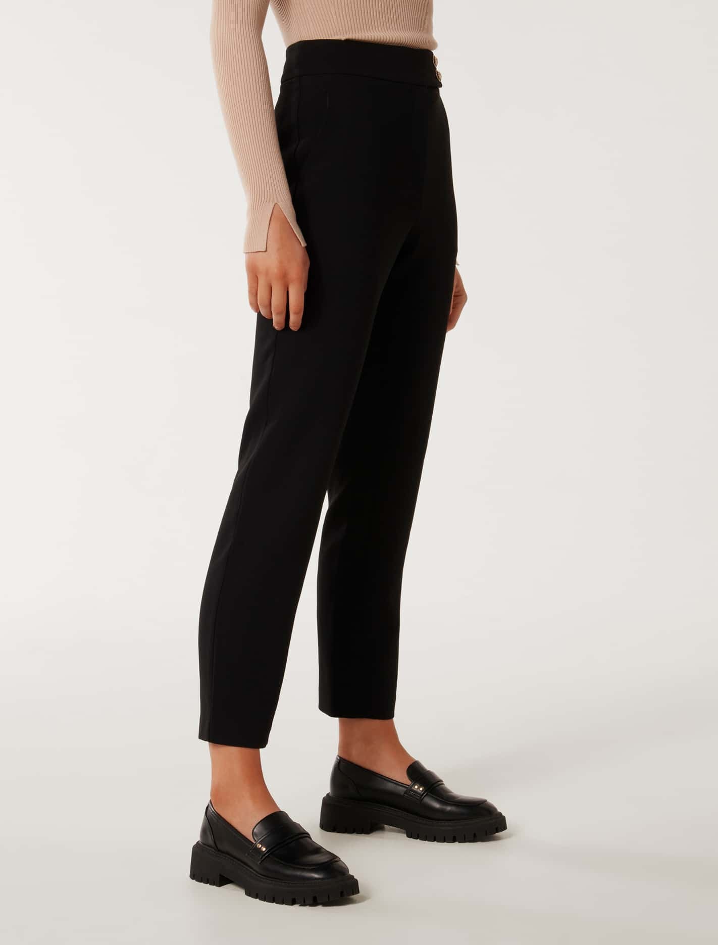 Kylie Button Cigarette Pant Black