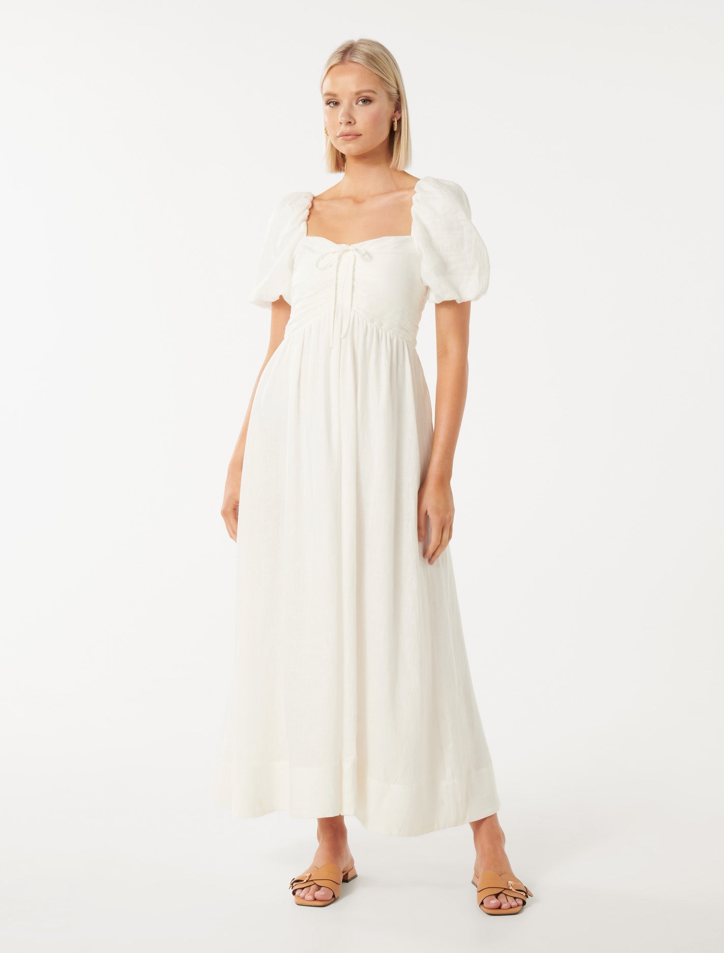 Destiny Ruched Bodice Midi Porcelain