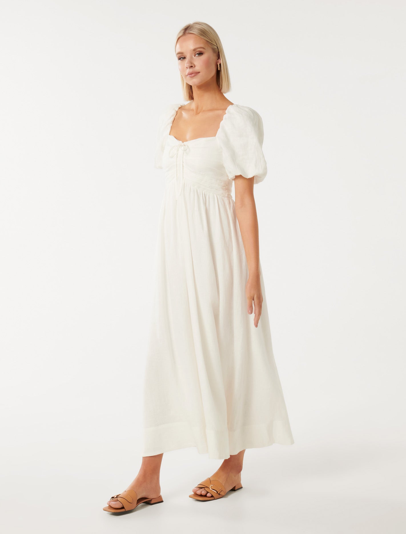 Destiny Ruched Bodice Midi Porcelain
