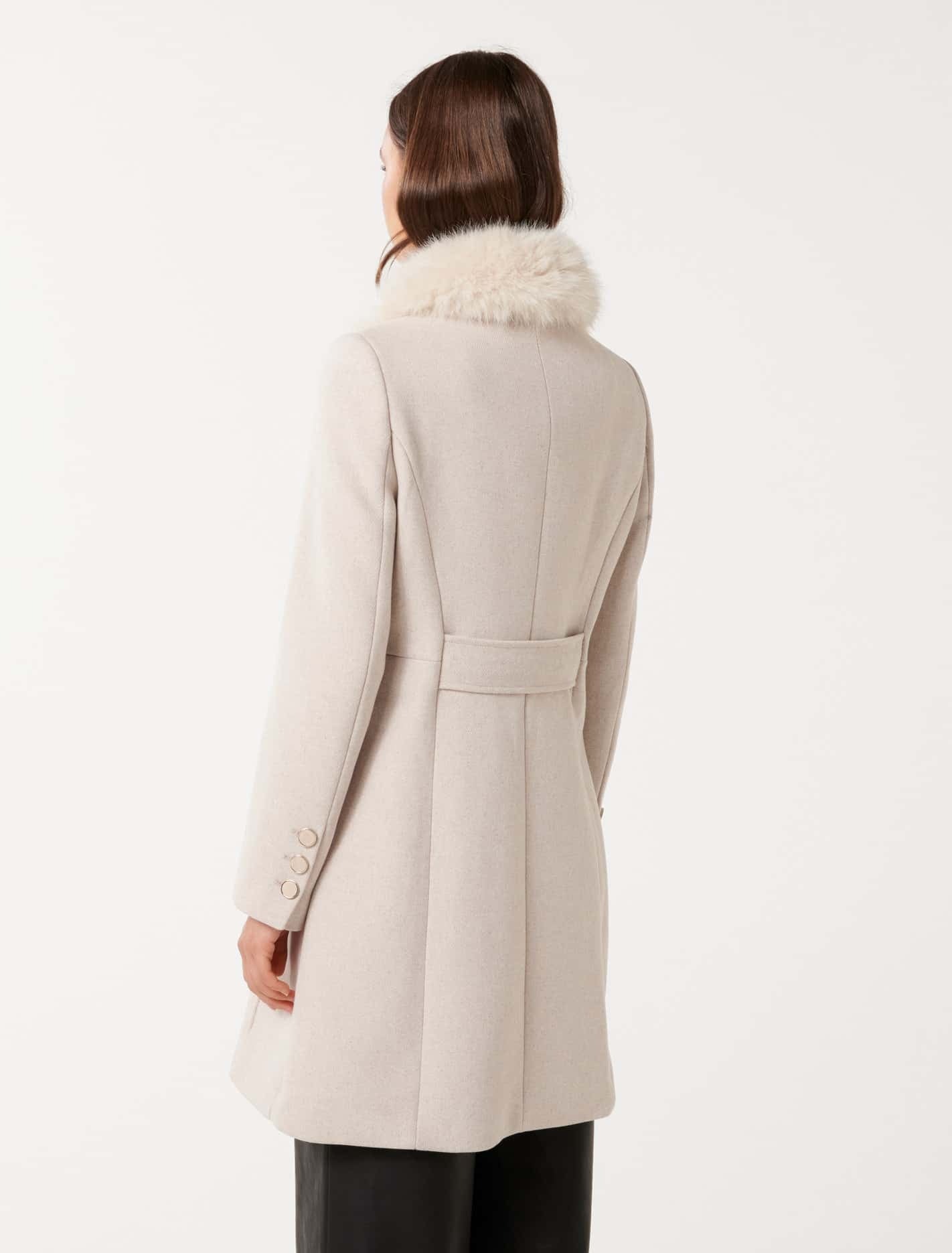 Susie Faux Fur Collar Dolly Coat Mink Marle