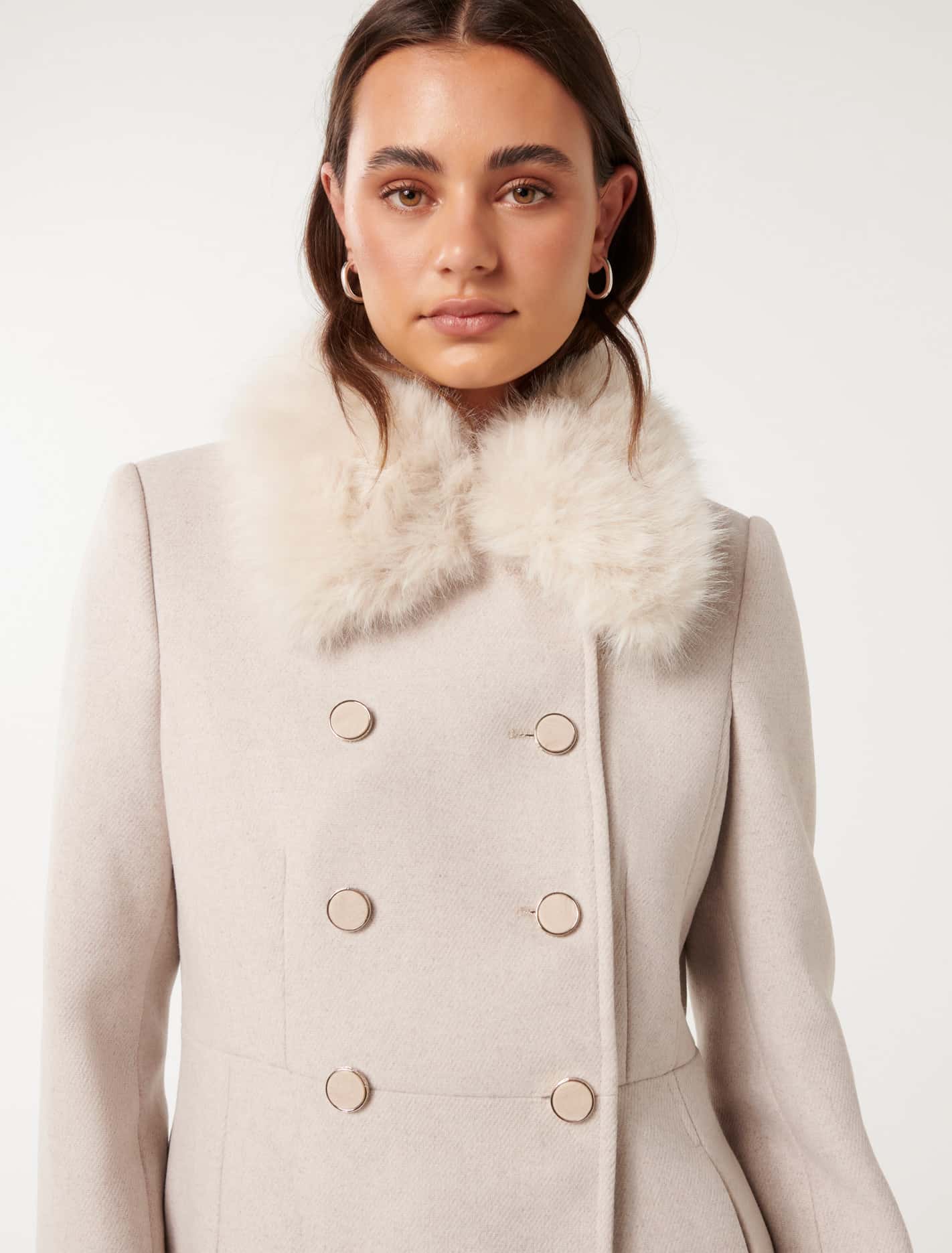 Susie Faux Fur Collar Dolly Coat Mink Marle