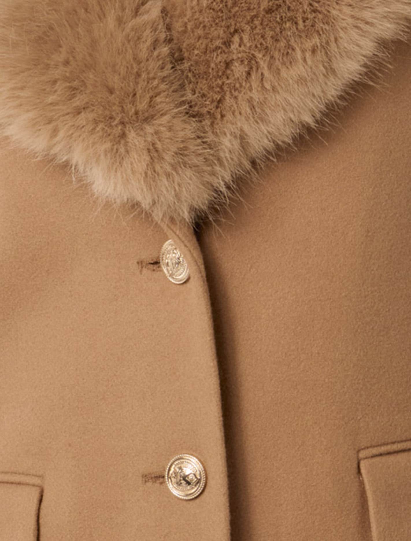 Lucinda Short Fur Collar Coat Mid Camel